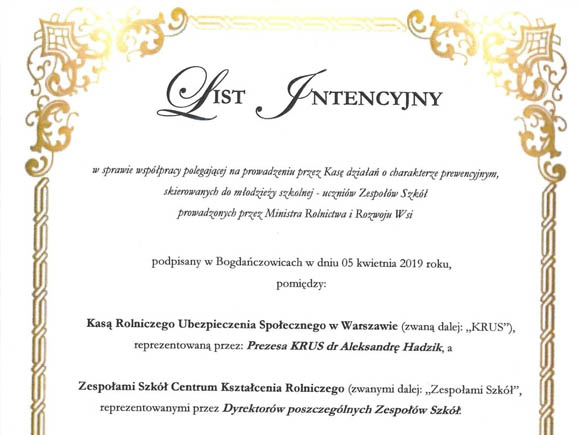 List Intencyjny