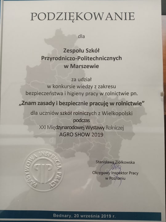 agro show bednary podziekowanie